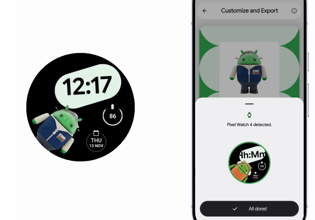 Androidify-sovelluksen avulla voi nyt suunnitella omia kellotauluja Wear OS -kelloille.0