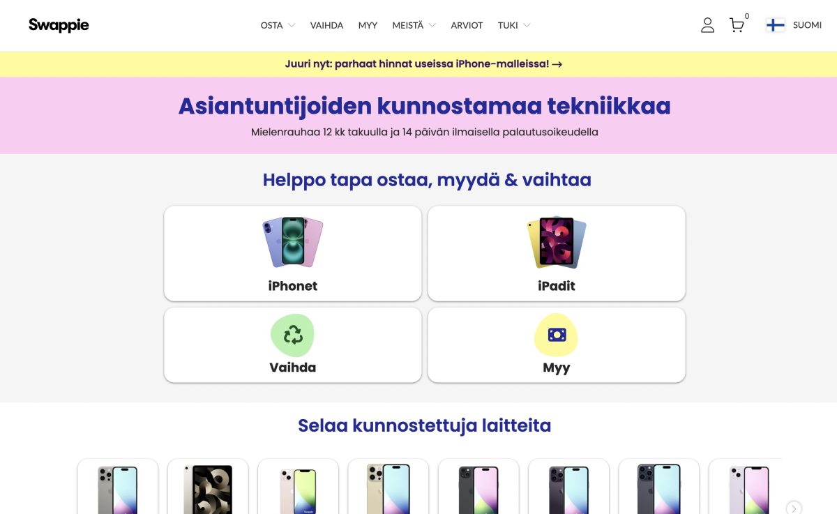 Swappie laajensi tarjontaansa kunnostetuilla AirPods-kuulokkeilla.0