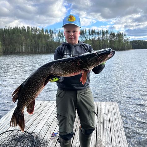Antto Ikonen, 13-vuotias, sai suuren hauen Liperissä. 1