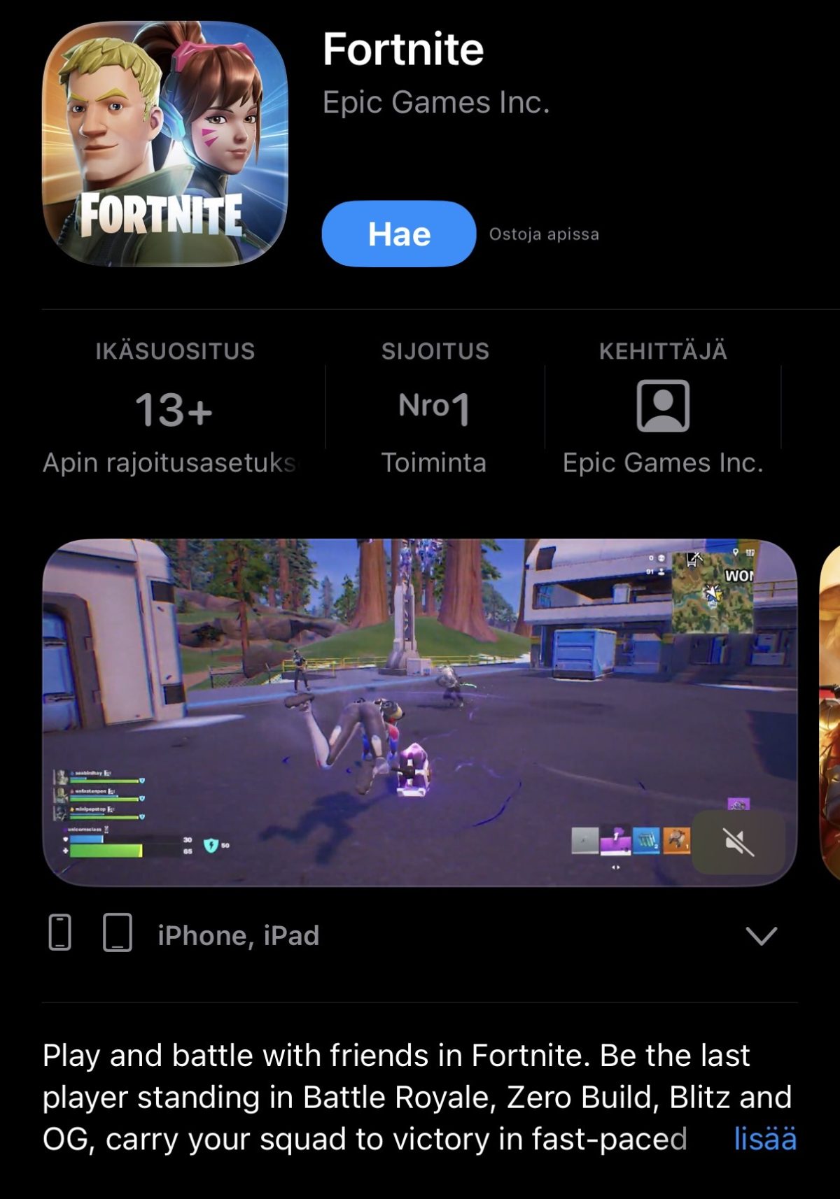 Fortnite on jälleen saatavilla ladattavaksi iPhonelle ja iPadille App Storessa. 2 Fortnite on jälleen saatavilla ladattavaksi iPhonelle ja iPadille App Storessa. 1