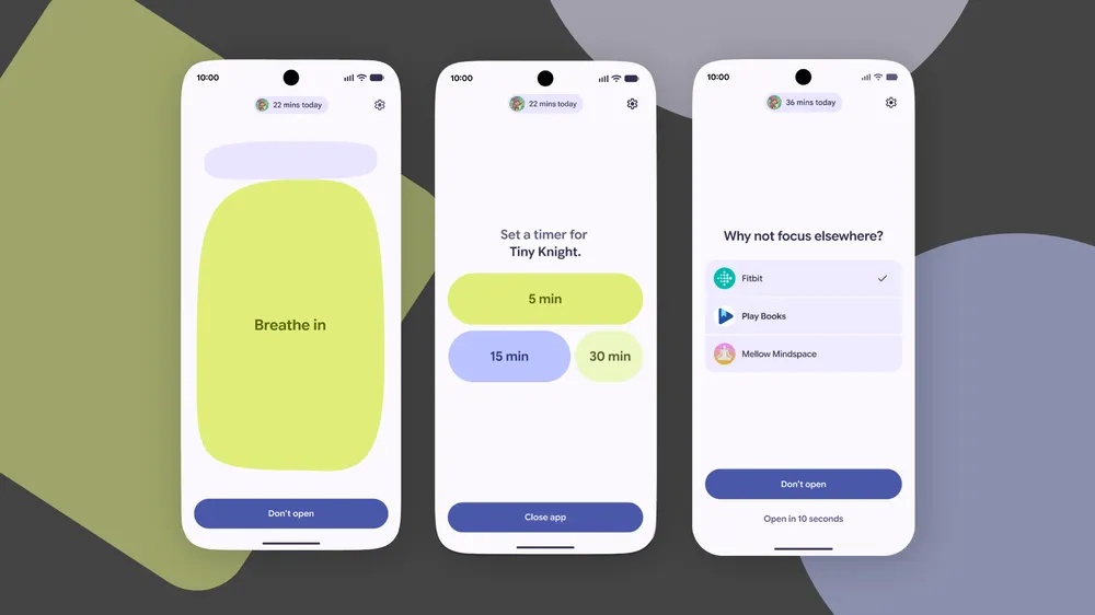 Google esitteli uuden Pause Point -toiminnon Android-laitteille – saa käyttäjän harkitsemaan sovelluksen avaamista uudelleen. 2 Google esitteli uuden Pause Point -toiminnon Android-laitteille – saa käyttäjän harkitsemaan sovelluksen avaamista uudelleen. 1
