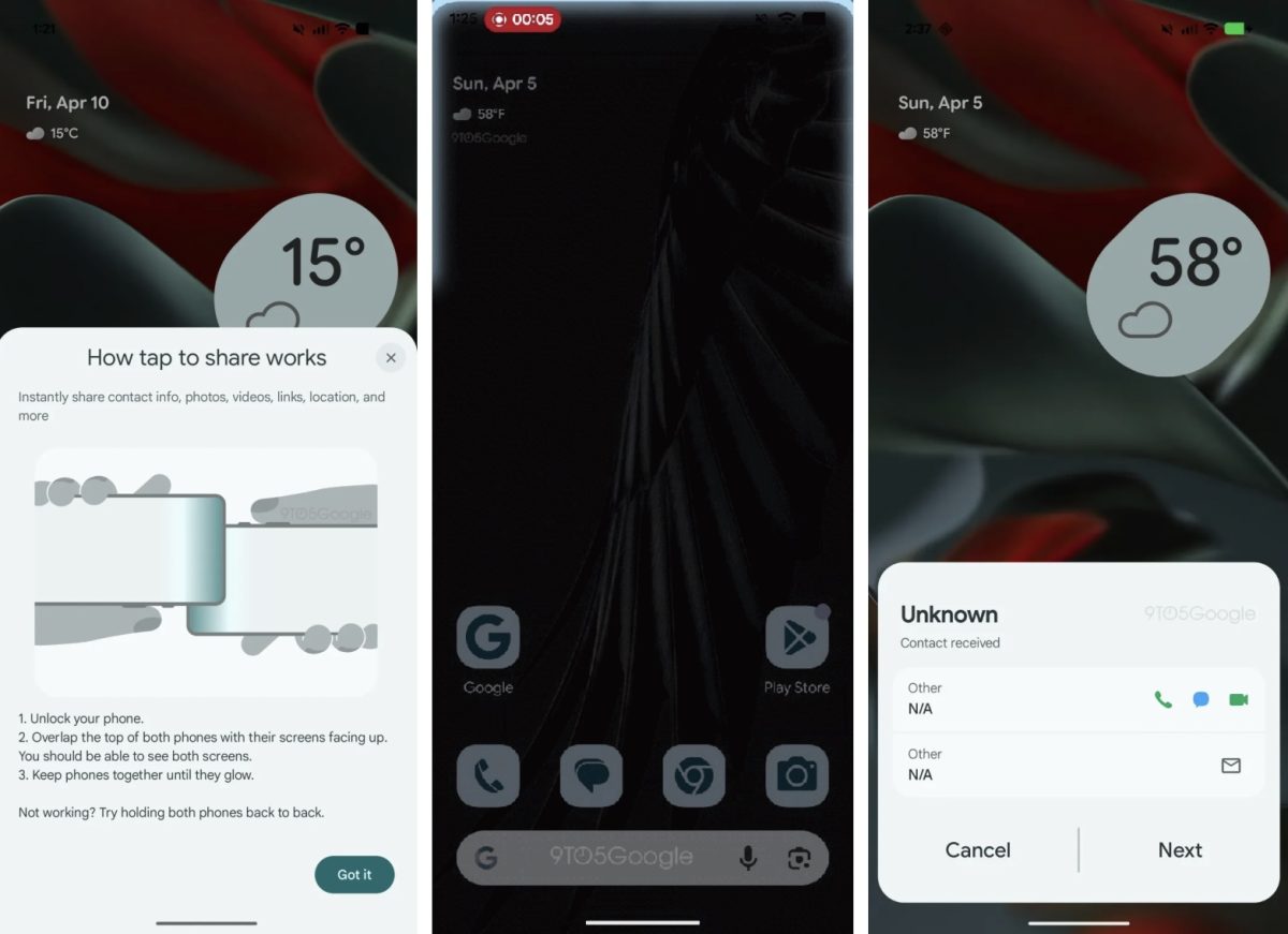Paljastus: Google työskentelee Androidille uudessa Tap to Share -jakamistoiminnossa – tiedot siirtyvät puhelimien koskettamisella. 1