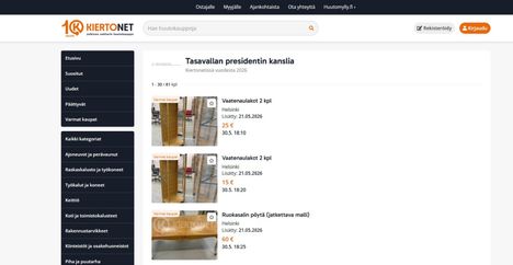 Tasavallan presidentin kanslia myy tavaroita huutokaupalla. 8 Tasavallan presidentin kanslia myy tavaroita huutokaupalla. 7