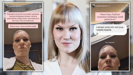 Vasemmistoliiton kansanedustaja Jessi Jokelainen ilmaisee Instagramissa haluavansa nauttia alkoholia molemmin käsin. 2 Vasemmistoliiton kansanedustaja Jessi Jokelainen ilmaisee Instagramissa haluavansa nauttia alkoholia molemmin käsin. 1