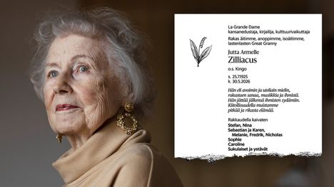 Jutta Zilliacuksen muistokirjoitus julkaistiin Helsingin Sanomissa. 2 Jutta Zilliacuksen muistokirjoitus julkaistiin Helsingin Sanomissa. 1