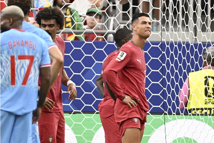 Ronaldo ja Portugali menettivät pisteitä DR Kongoa vastaan 1-1-tasapelissä. 1