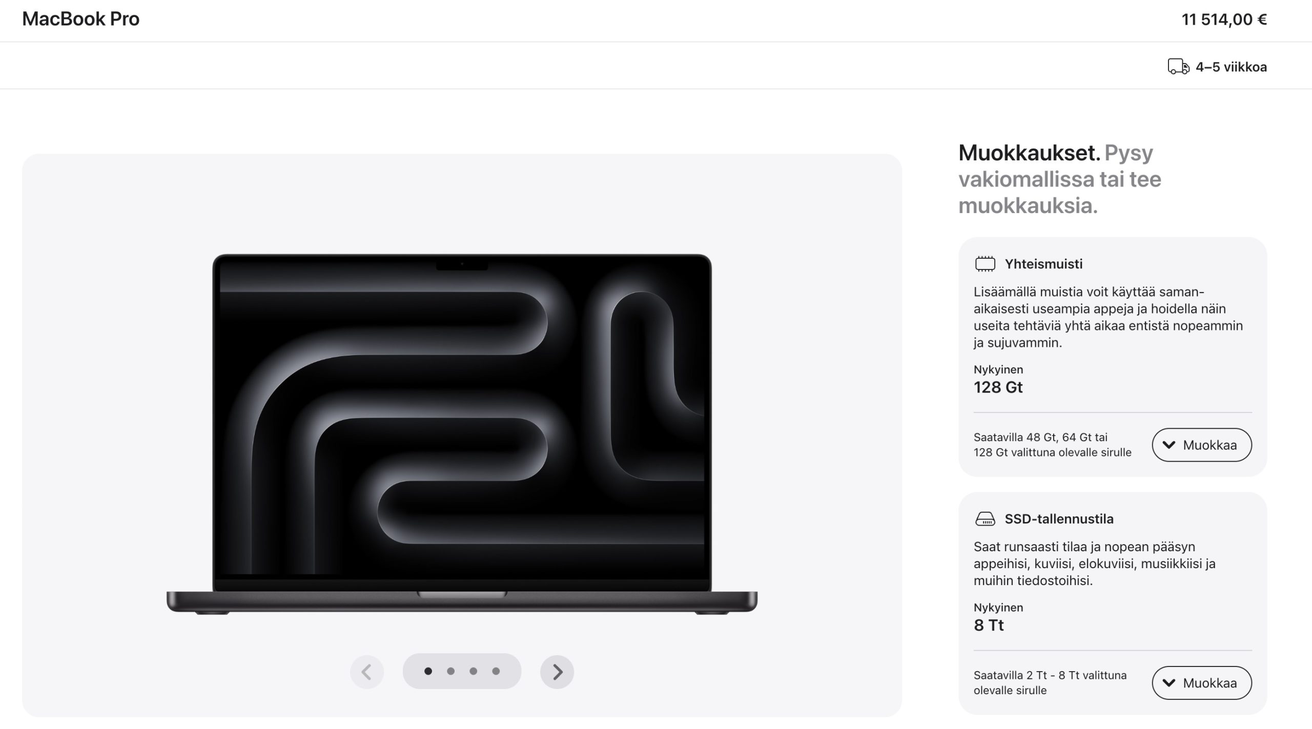 Uusin Apple-läppäri maksaa nyt 11 514 euroa. 1
