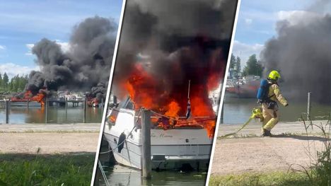 Venesatamassa syttyi tulipalo 2 Venesatamassa syttyi tulipalo 1