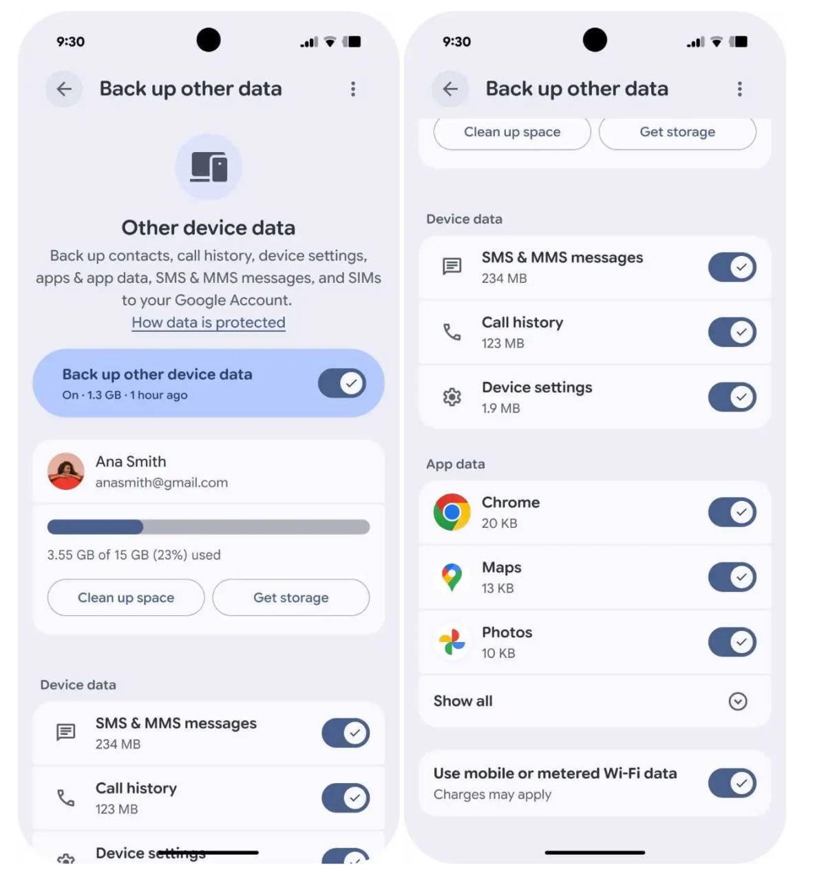 Androidin varmuuskopioinnin sääntömuutos: kaikki tiedot vievät nyt Google-tilin tallennustilaa. 3