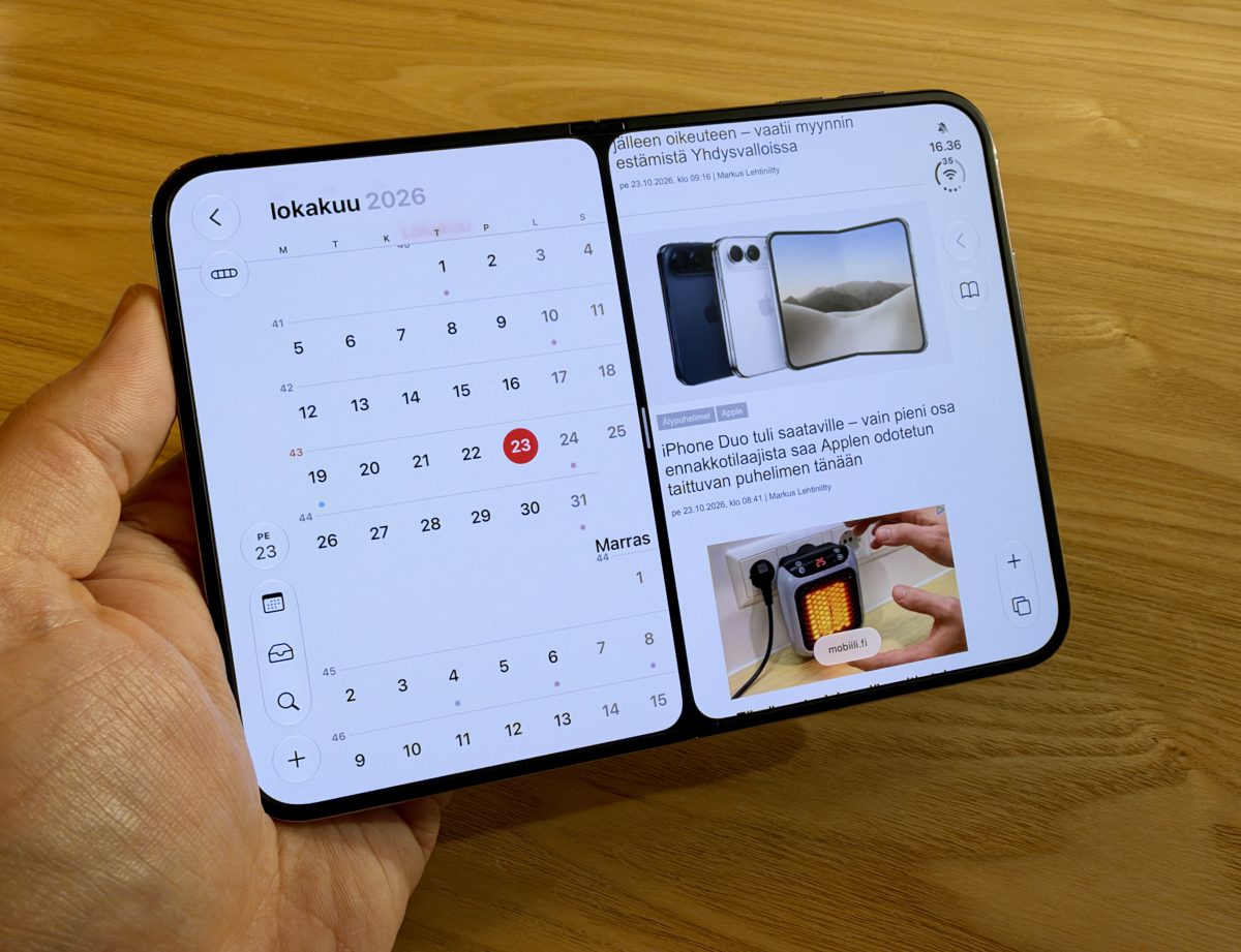 Ensituntumat taittuvasta iPhone Duosta: Applen uutuus on onnistunut mutta vaatii myös uuteen tottumista 30 Ensituntumat taittuvasta iPhone Duosta: Applen uutuus on onnistunut mutta vaatii myös uuteen tottumista 29