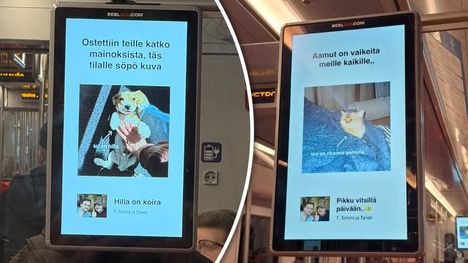 Sohvaperunat Taneli Lahtinen ja Tommi Ristola ilahduttivat Helsingin metroa matkustajia söövillä eläinkuvilla 2 Sohvaperunat Taneli Lahtinen ja Tommi Ristola ilahduttivat Helsingin metroa matkustajia söövillä eläinkuvilla 1