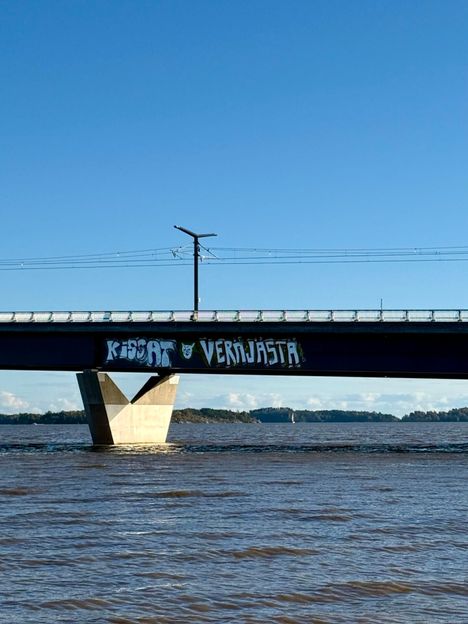 HS: Kruunuvuorensiltaan ilmestyi mystinen kissagraffiti 2 HS: Kruunuvuorensiltaan ilmestyi mystinen kissagraffiti 1