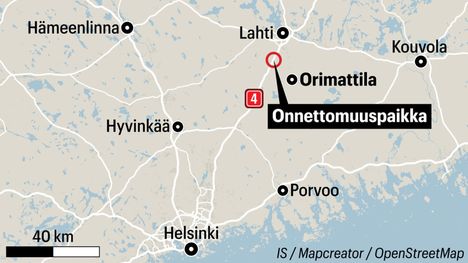 Yksi kuoli ja kolme loukkaantui vakavasti Nelostiellä Orimattilassa – poliisi pyytää vihjeitä 2 Yksi kuoli ja kolme loukkaantui vakavasti Nelostiellä Orimattilassa – poliisi pyytää vihjeitä 1
